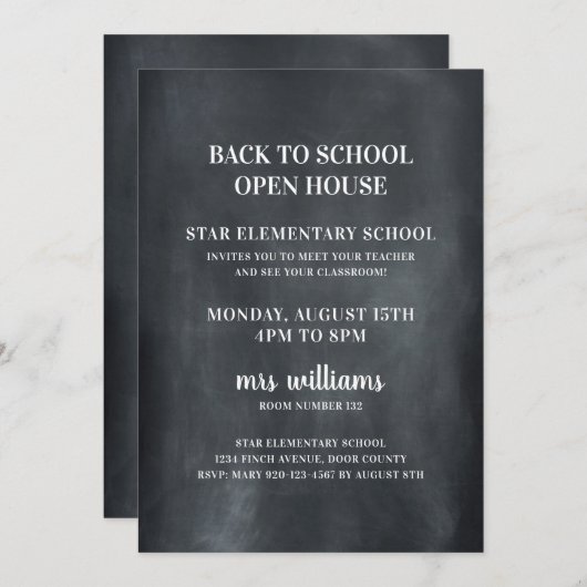 Chalkboard zurück zur Einladung zur Schule (Vorne/Hinten)