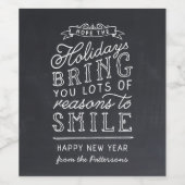 Chalkboardbriefe Personalisiert glücklich Neues Ja Weinetikett (Einzelnes Label)