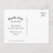 Chalkboardfamilie Wiedersehen oder Partys Save the Ankündigungspostkarte (Rückseite)