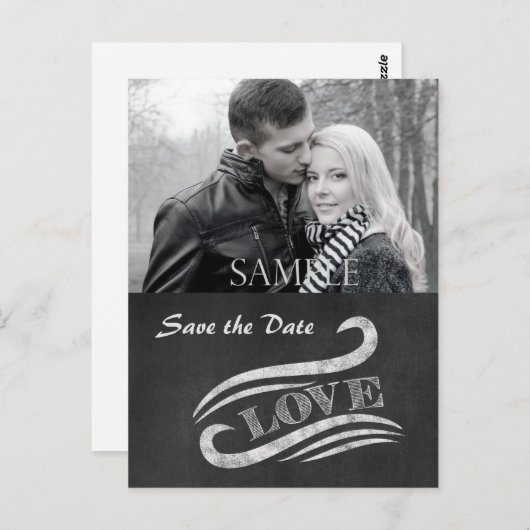 ChalkboardLiebe Save the Date Postkarte (Vorne/Hinten)