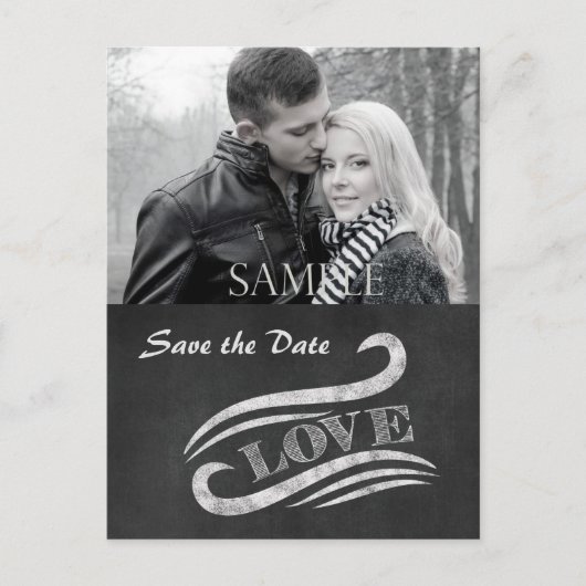 ChalkboardLiebe Save the Date Postkarte (Vorderseite)