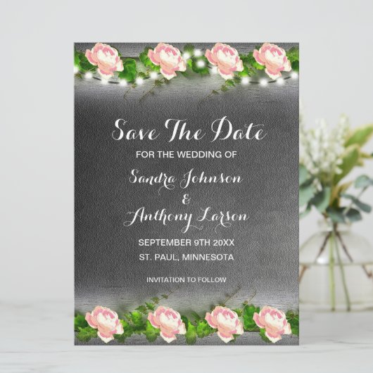 ChalkboardRose Save the Date (Stehend Vorderseite)