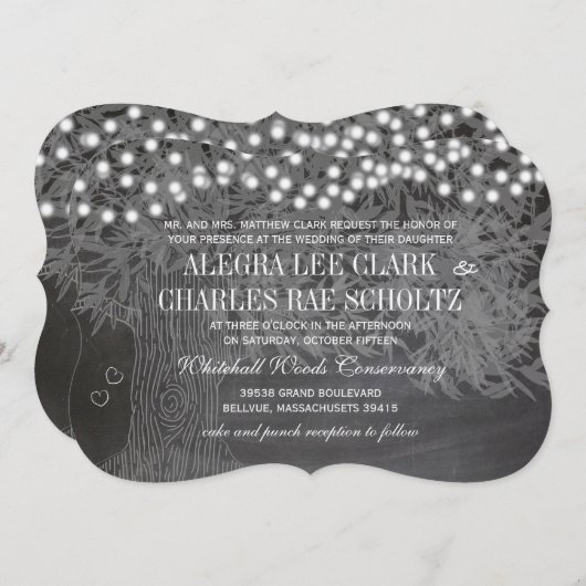 Chalkboardwald Romantische Bäume Einladung zur Hoc (Vorne/Hinten)