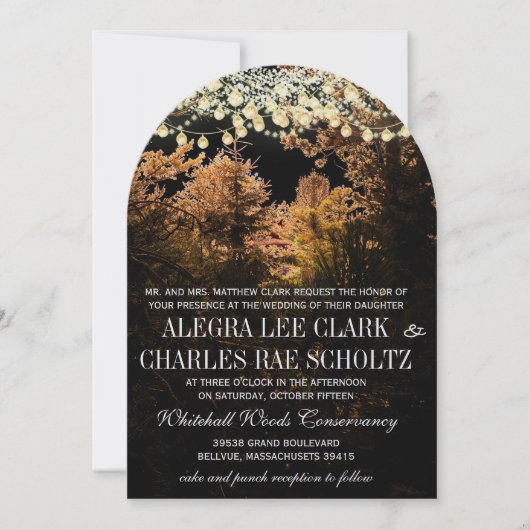 Chalkboardwald Romantische Bäume Einladung zur Hoc (Vorderseite)