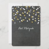 Chalkbord Silver Confetti Bat Mitzvah Einladungen (Vorderseite)