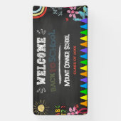 Chalkbord Willkommen zurück zum roten Banner der S (Vertikal)