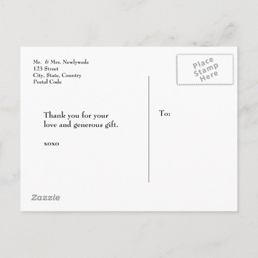 Chalked 4 Foto Collage Rustic Wedding Vielen Dank Ankündigungspostkarte (Rückseite)