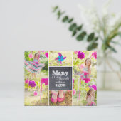 Chalked Collage Geburtstagsparty Danke Karte (Stehend Vorderseite)