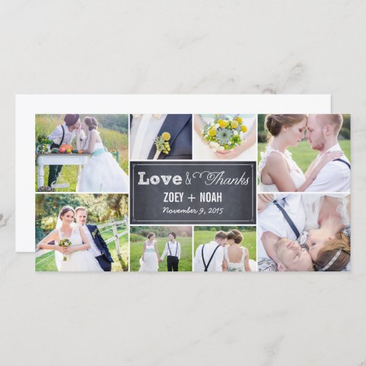 Chalked Collage Wedding Danke, dass Sie Foto Cards Dankeskarte (Vorne/Hinten)