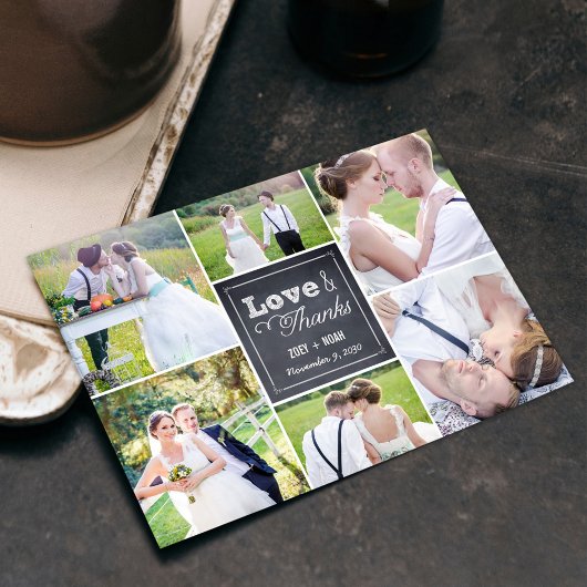 Chalked Collage Wedding Dankeschön-Karte Dankeskarte