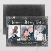 Chalked Snowflakes Holiday Foto Card Feiertagskarte (Vorne/Hinten)