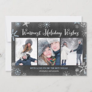 Chalked Snowflakes Holiday Foto Card Feiertagskarte