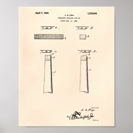 Chalkless Billiard Cue Tipp 1925 - Old Peper Poster (Vorne)