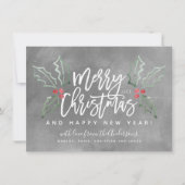 Chalky Brush Script Christmas Hollies Feiertagskarte (Vorderseite)
