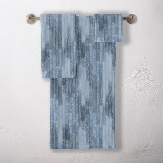 Chalky Textured Abstrakt in Denim Blue Badhandtuch Set