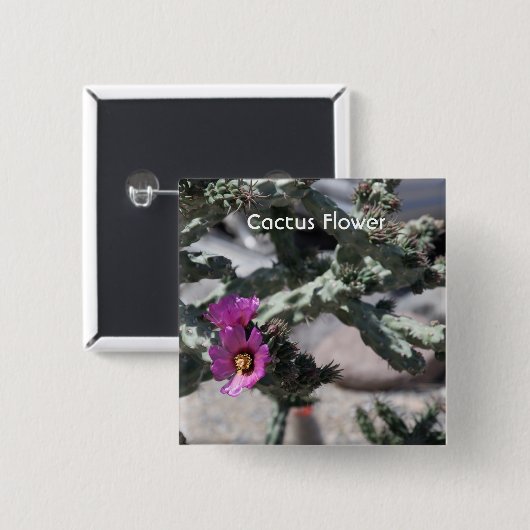 Challa Cactus in Blüte Button (Vorne & Hinten)