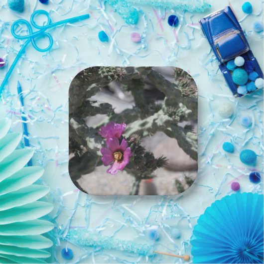 Challa Cactus in Blüte Pappteller (Party)