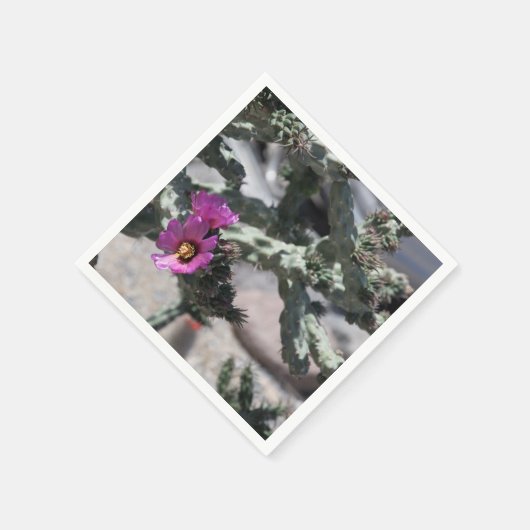 Challa Cactus in Blüte Serviette (Ecke)