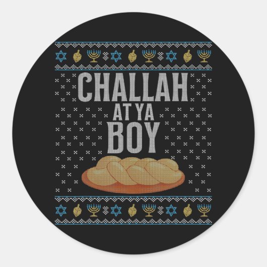 Challah bei Ya Boy Funny Ugly Hanukkah jüdisch Runder Aufkleber (Vorderseite)