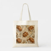 Challah Botanisch, Beige Gold, Rustikale Schabbat Tragetasche (Rückseite)