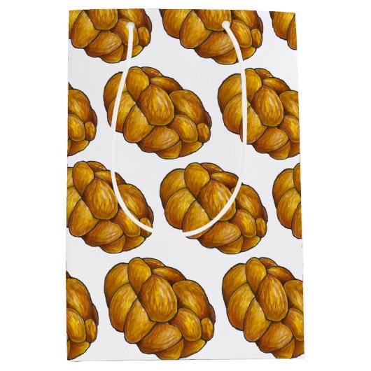Challah Braided Jewish Bakery Brot Loaf Hanukkah Mittlere Geschenktüte (Vorderseite)