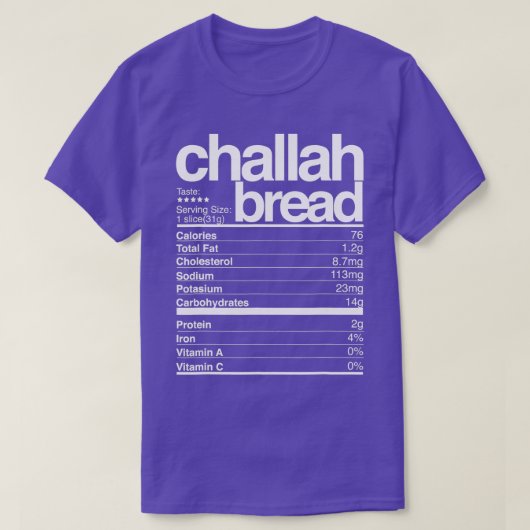 Challah Broad ernährungsphysiologische Fakten Jüdi T-Shirt (Design vorne)