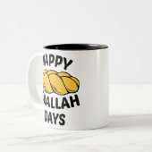 Challah Brot, Chanukah, Happy Challah Days Zweifarbige Tasse (Vorderseite Links)
