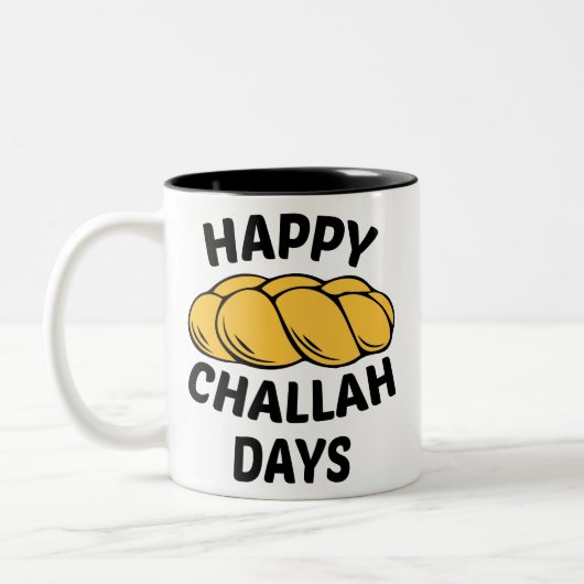 Challah Brot, Chanukah, Happy Challah Days Zweifarbige Tasse (Links)