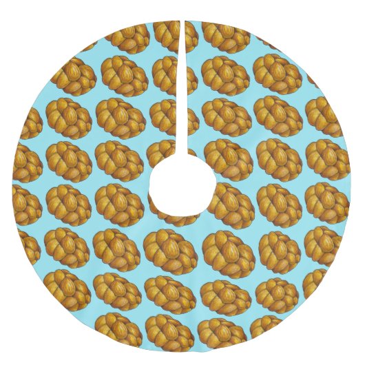 Challah Brot Hanukkah Chanukah jüdische Feiertage Polyester Weihnachtsbaumdecke (Vorderseite)