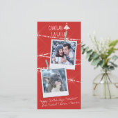 Challah Days Hanukkah 2-Foto-Ferienkarte | Rot (Stehend Vorderseite)