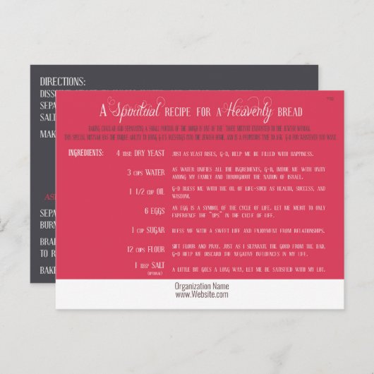 Challah Recipe Postkarten (Vorne/Hinten)