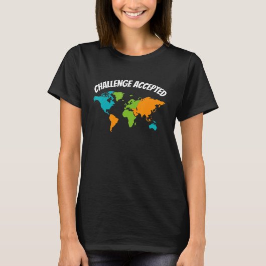 Challenge Accepted Map L World Travel for Men and T-Shirt (Vorderseite)