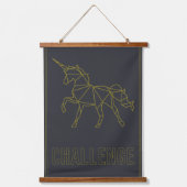 Challenge Affirmative Poster Origami Einhornpferd Wandteppich Mit Holzrahmen (Vorderseite)