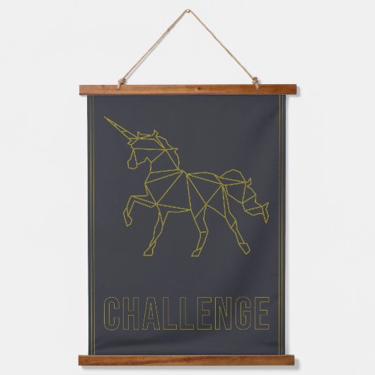 Challenge Affirmative Poster Origami Einhornpferd Wandteppich Mit Holzrahmen (Vorderseite)