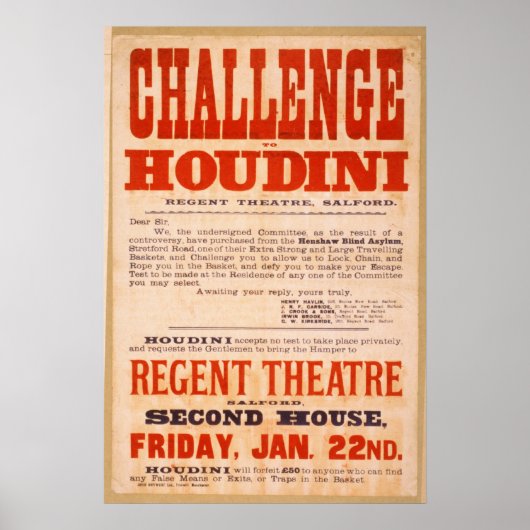 Challenge Houdini Poster (Vorne)