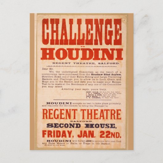 Challenge Houdini Postkarte (Vorderseite)
