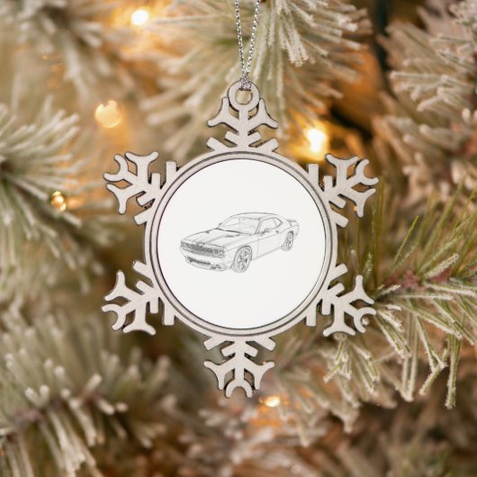 Challenger Muscle Car Schneeflocken Zinn-Ornament (Baum)