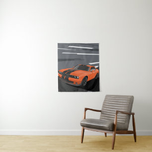 Challenger Orange Wandteppich