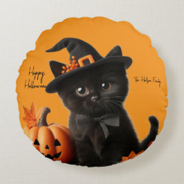 Chalot Halloween Kürbisfamilie Rundes Kissen