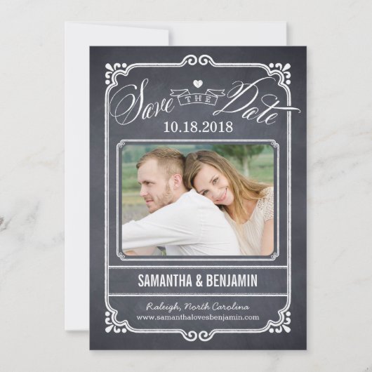 Chalted Frame Save the Date Card (Vorderseite)