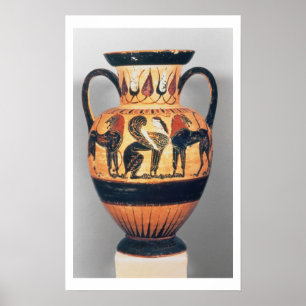 Chalzidianisch-schwarze Figur-Amphora, die einen S Poster
