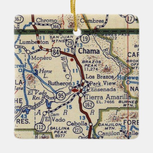 Chama NM Vintag Map Keramikornament (Vorderseite)