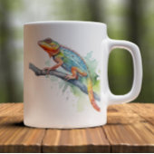 Chamäleon auf einem Zweig Aquarell lebhafte Farben Kaffeetasse