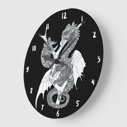 Chamäleon-Drache Große Wanduhr (Winkel)