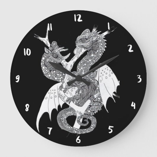 Chamäleon-Drache Große Wanduhr (Vorderseite)