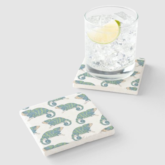 Chamäleon-Muster Steinuntersetzer (Seitenansicht)