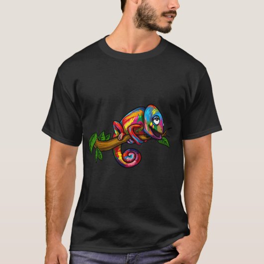 Chamäleon Regenbogen Echse T-Shirt (Vorderseite)