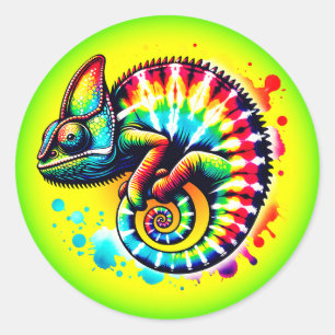 Chamäleon Tie-Dye Runder Aufkleber