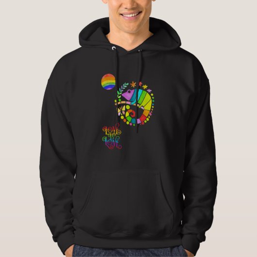 Chamaleon Watercolor Pride Vibrant Rainbow Design Hoodie (Vorderseite)