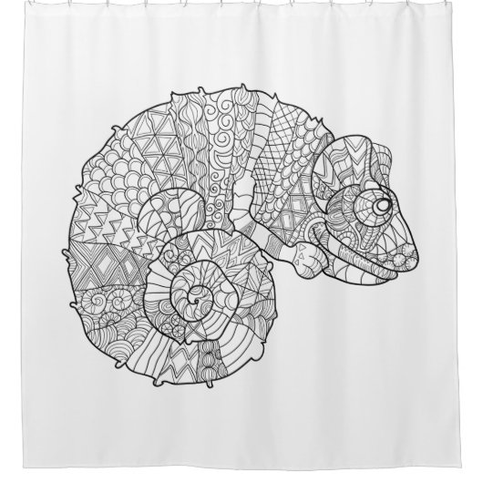 Chamäleon Zendoodle Duschvorhang (Vorderseite)